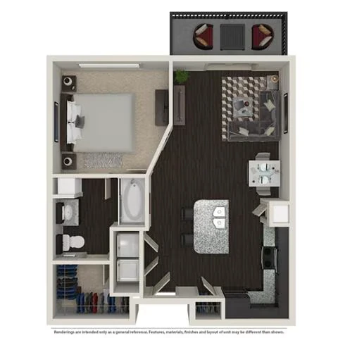 1 Bed 1 Bath 3089 floor plan